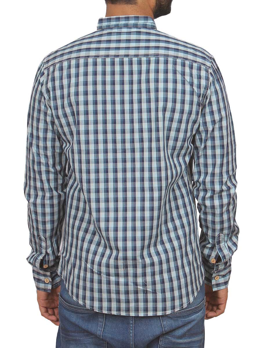 Blue and Grey Checks Casual Shirt