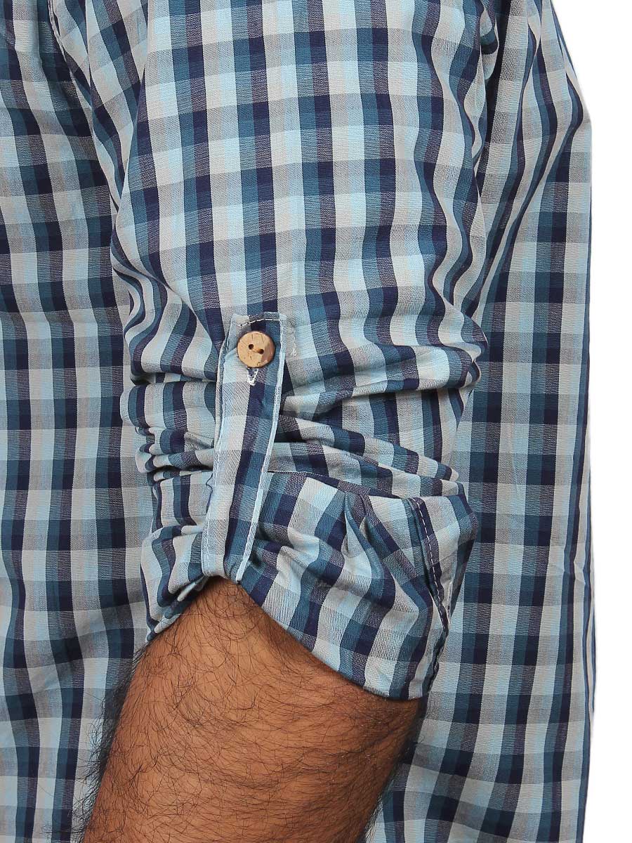 Blue and Grey Checks Casual Shirt