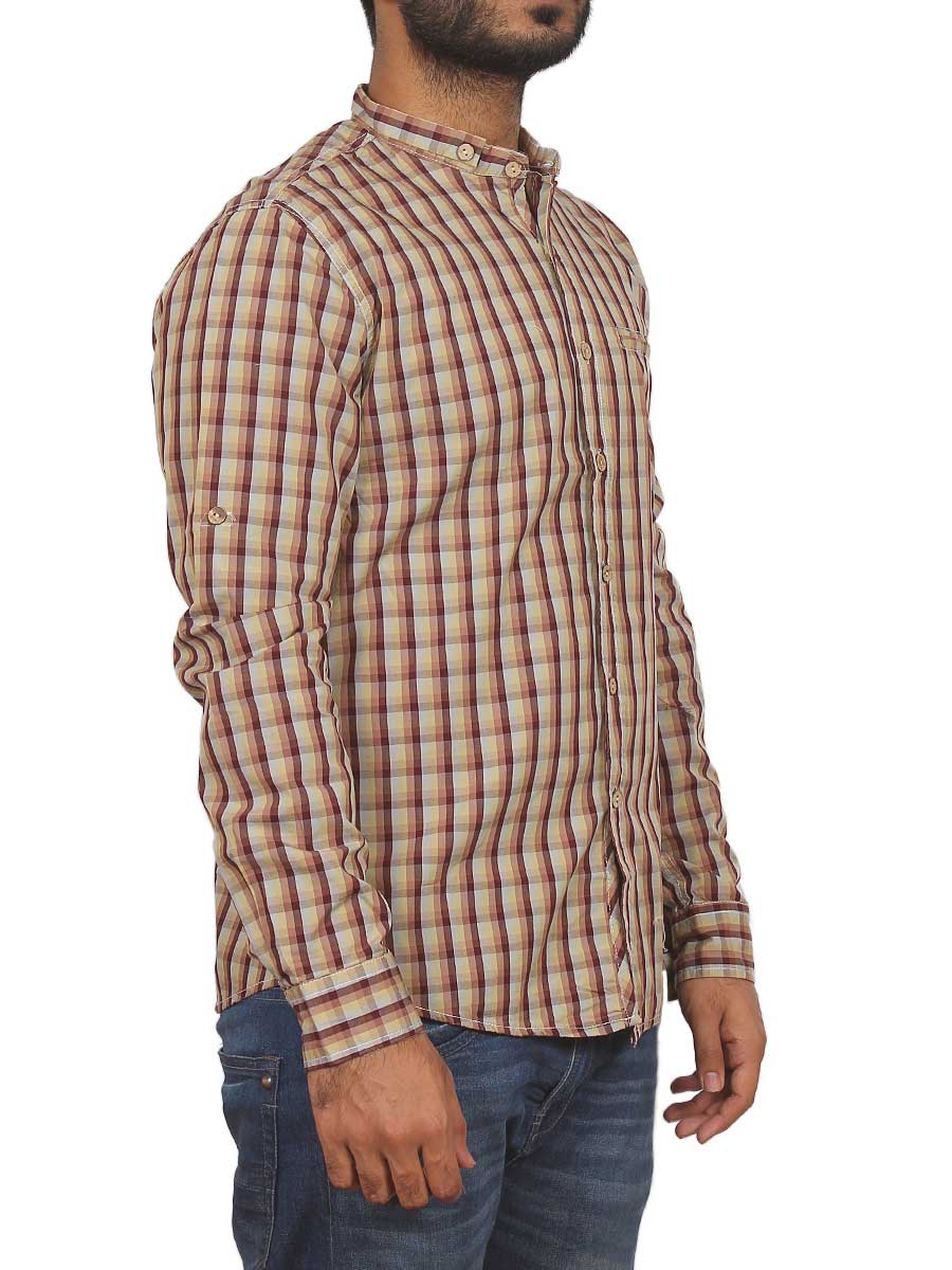 Beige and Brown Checks Casual Shirt