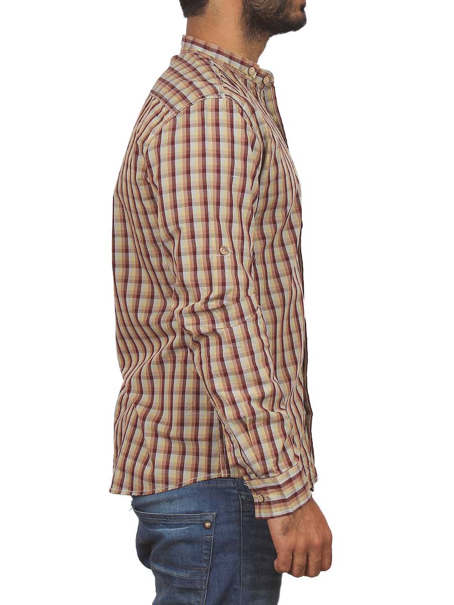 Beige and Brown Checks Casual Shirt
