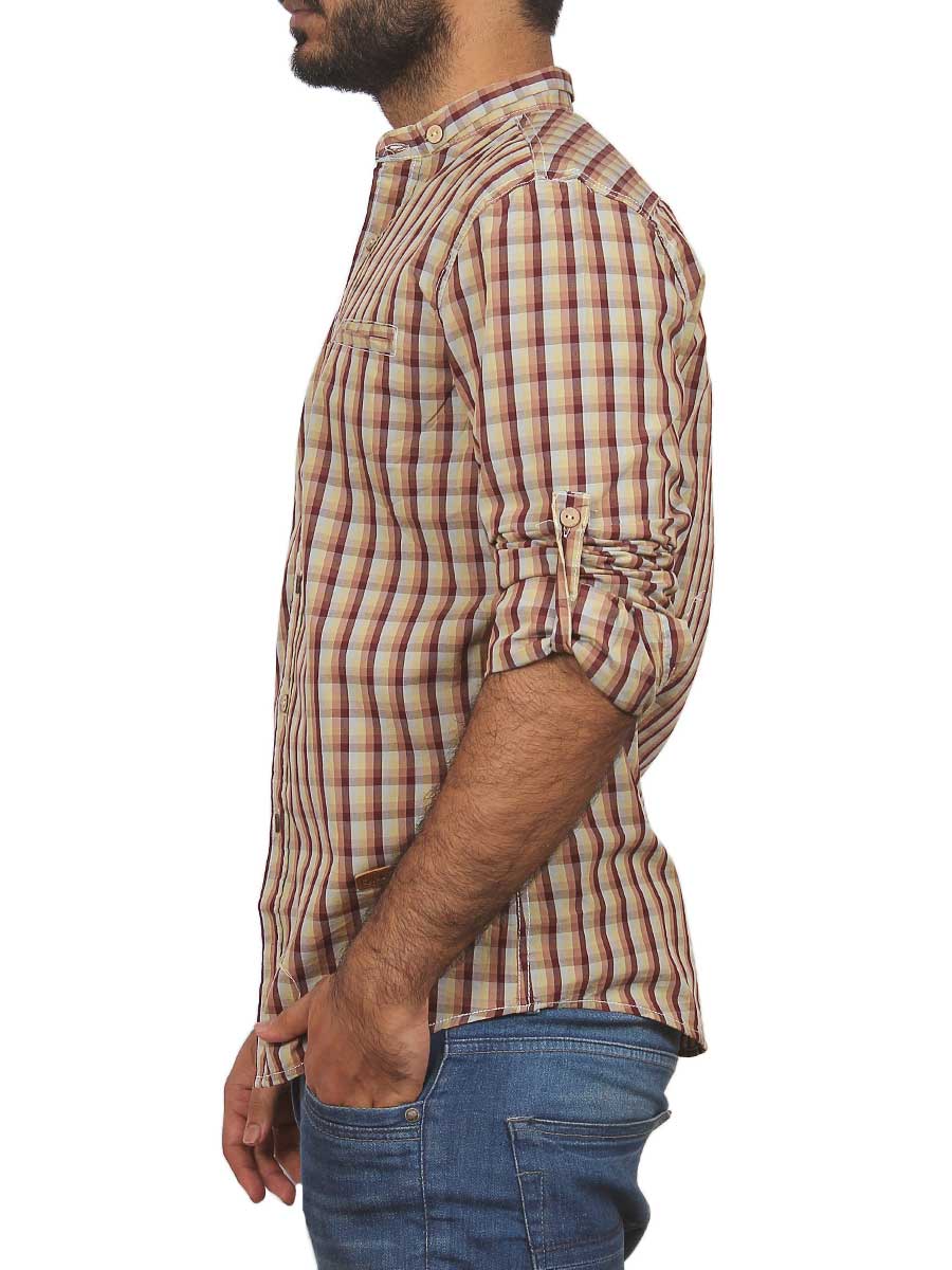 Beige and Brown Checks Casual Shirt