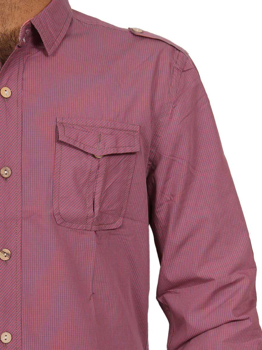 Purple Micro Check Casual Shirt