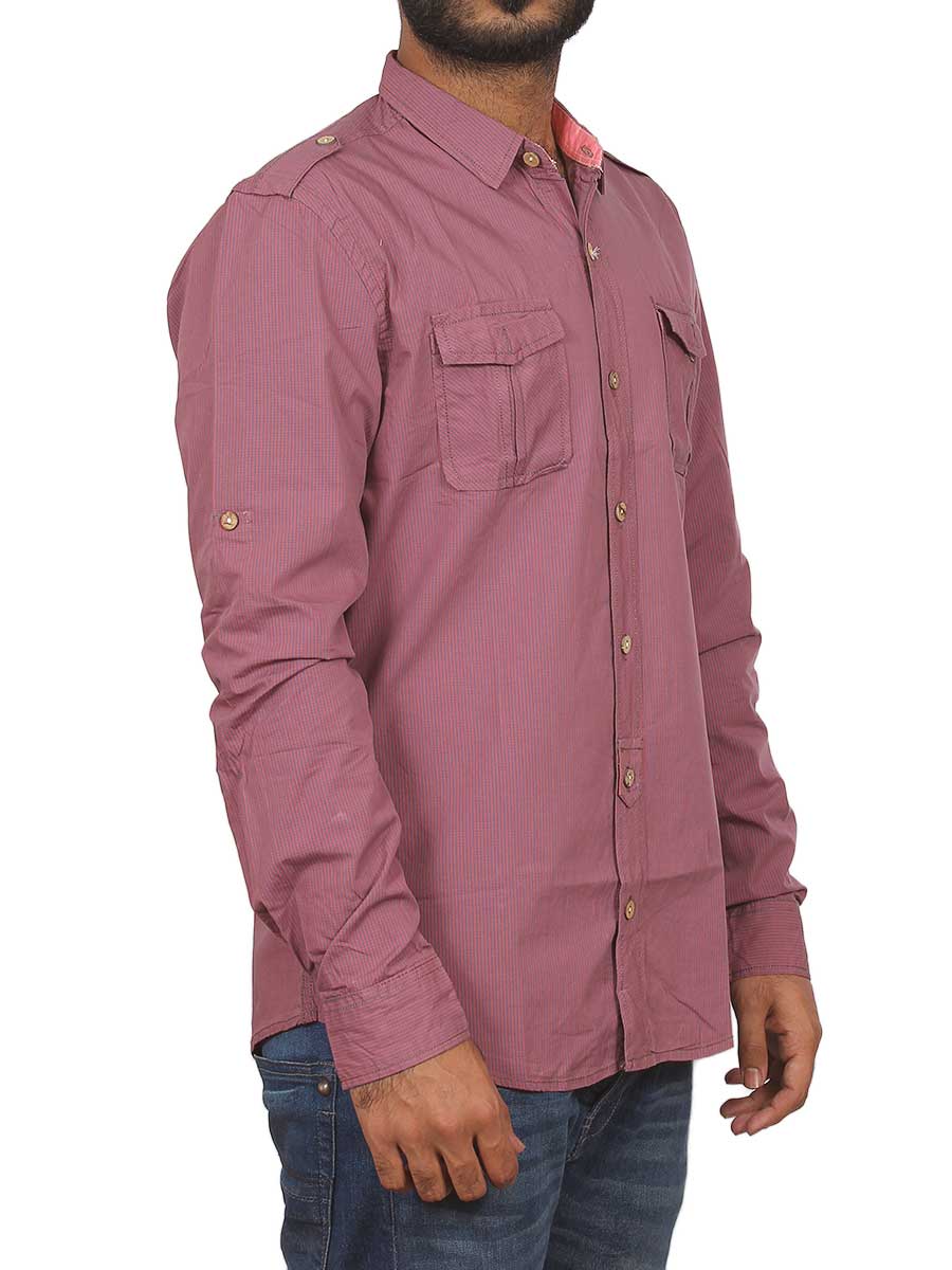 Purple Micro Check Casual Shirt