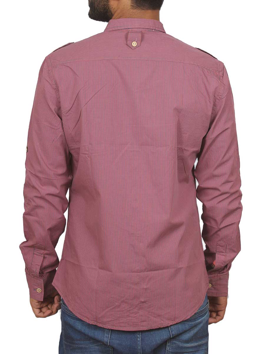 Purple Micro Check Casual Shirt
