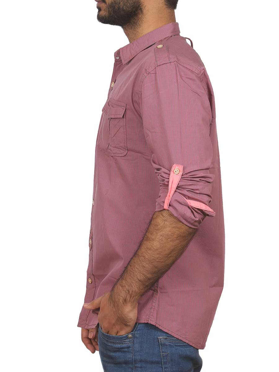 Purple Micro Check Casual Shirt