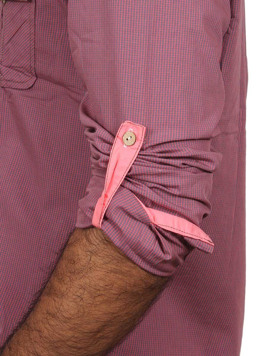 Purple Micro Check Casual Shirt