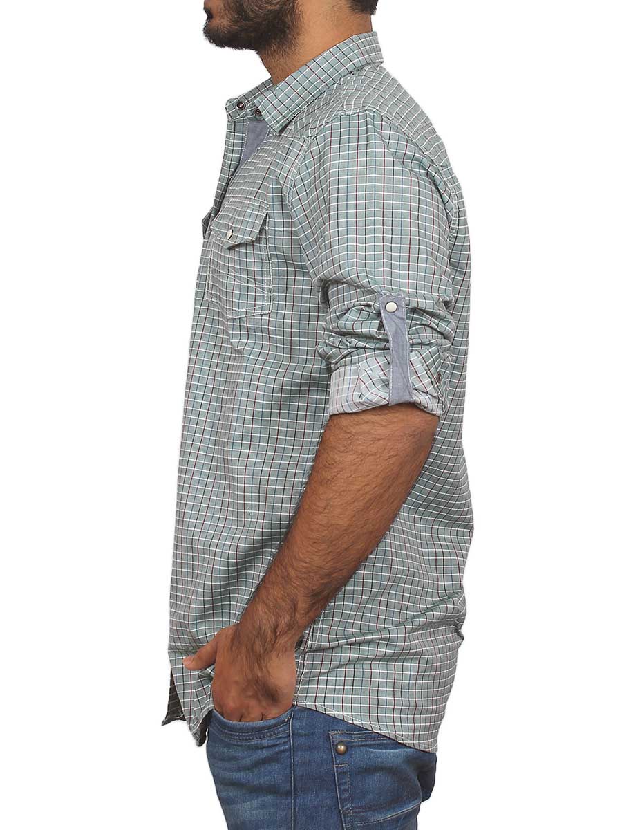 Green with Multi Checks Casual Shirt