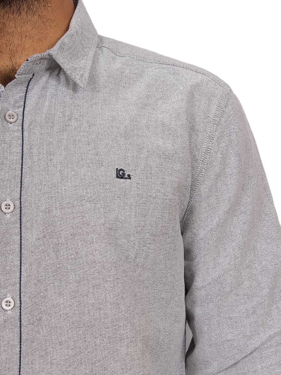 Grey Plain Self Design Casual Shirt