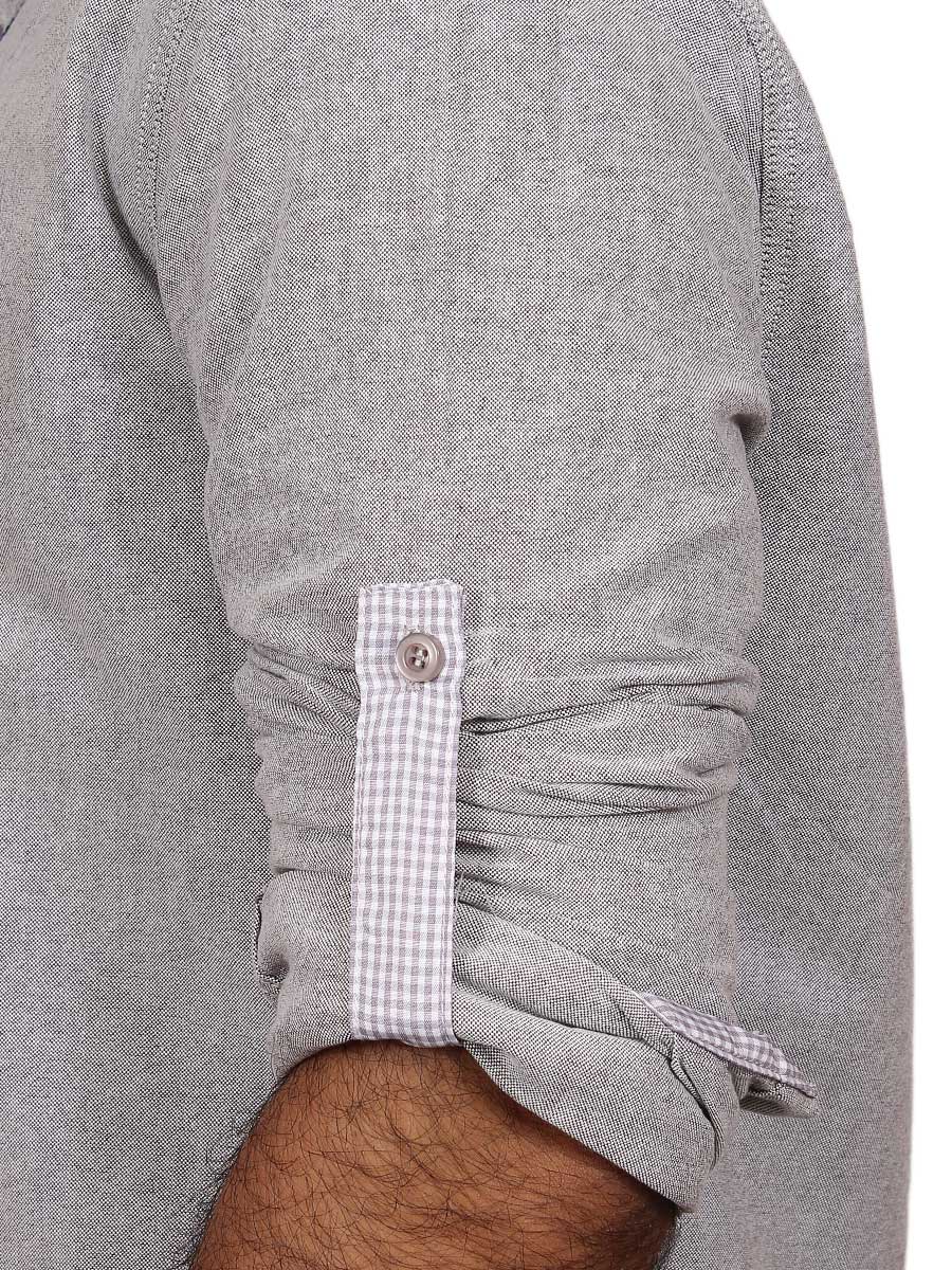 Grey Plain Self Design Casual Shirt