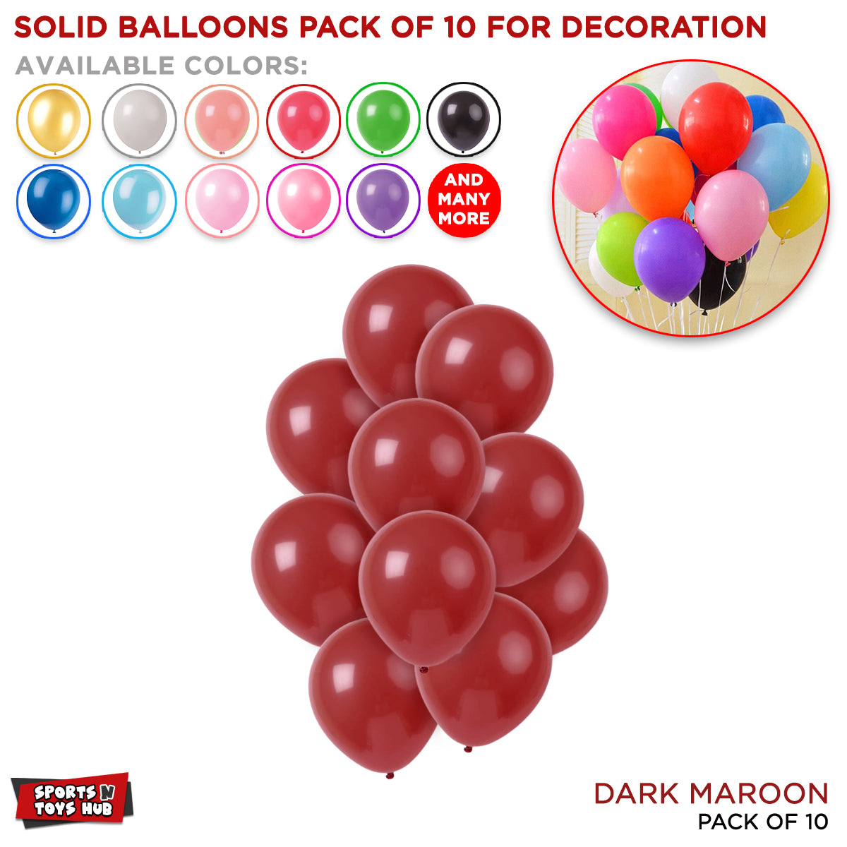 Solid Latex Balloons 10 Pcs