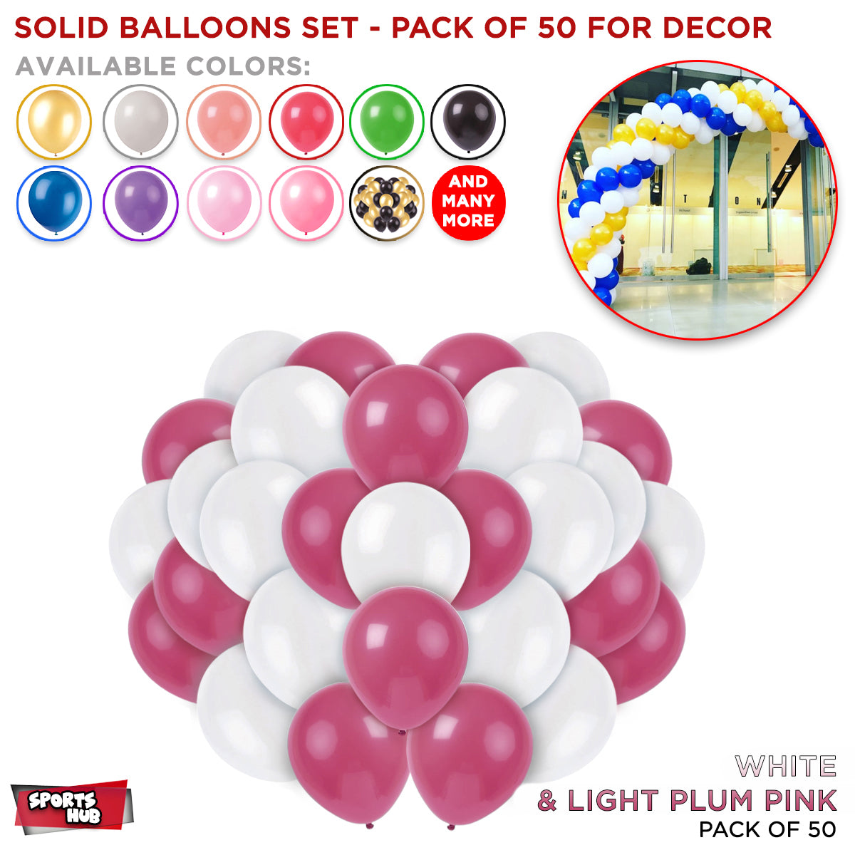 Solid Latex Balloons 50 Pcs