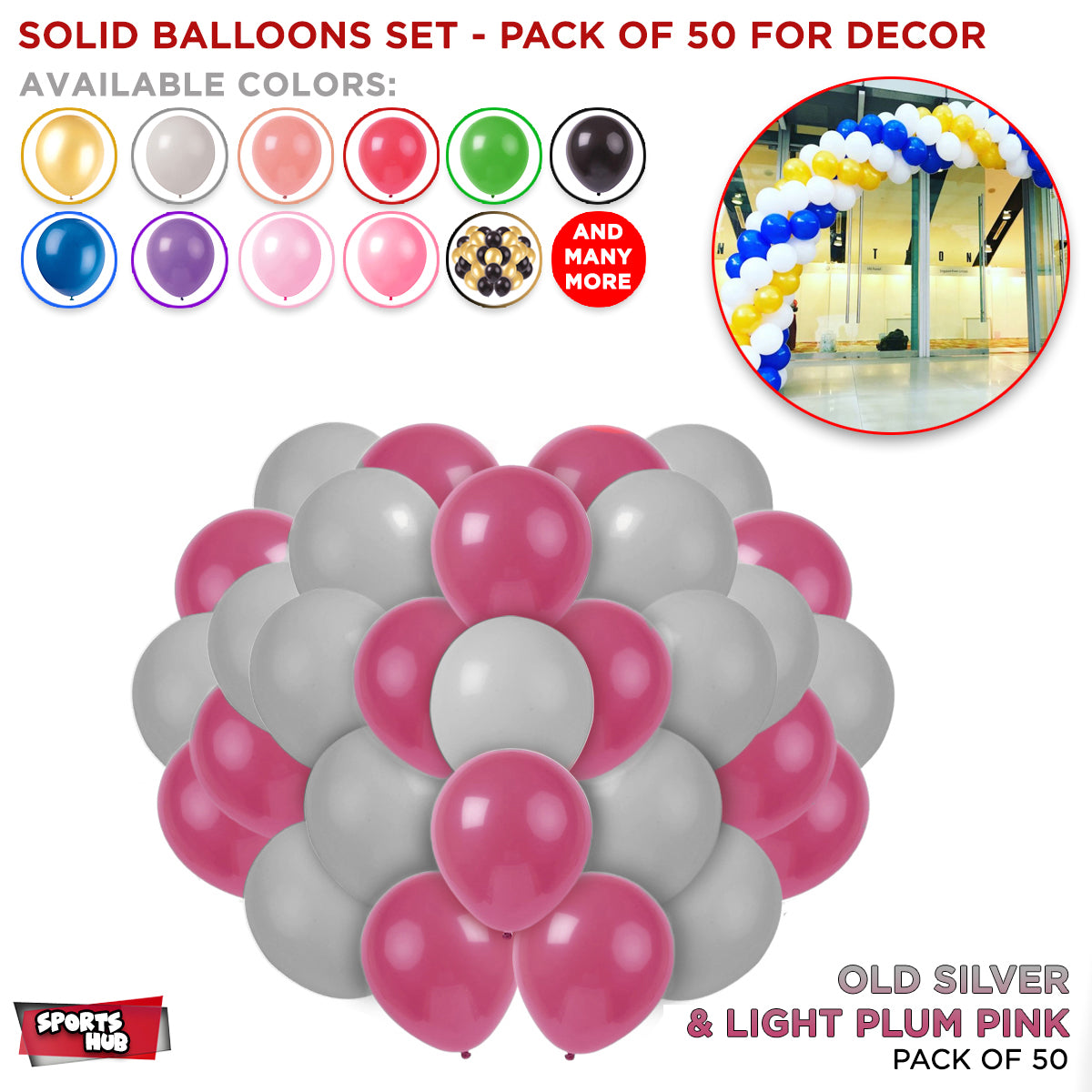Solid Latex Balloons 50 Pcs