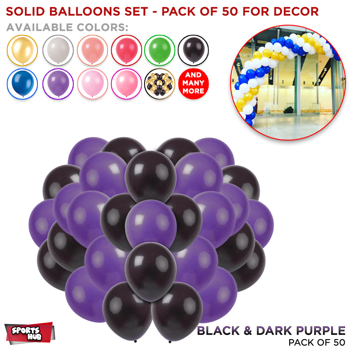 Solid Latex Balloons 50 Pcs