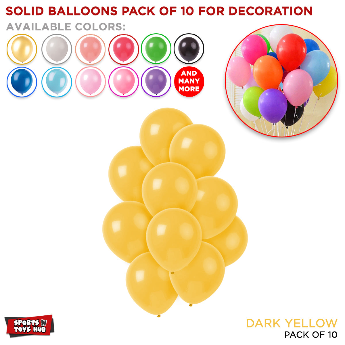 Solid Latex Balloons 10 Pcs