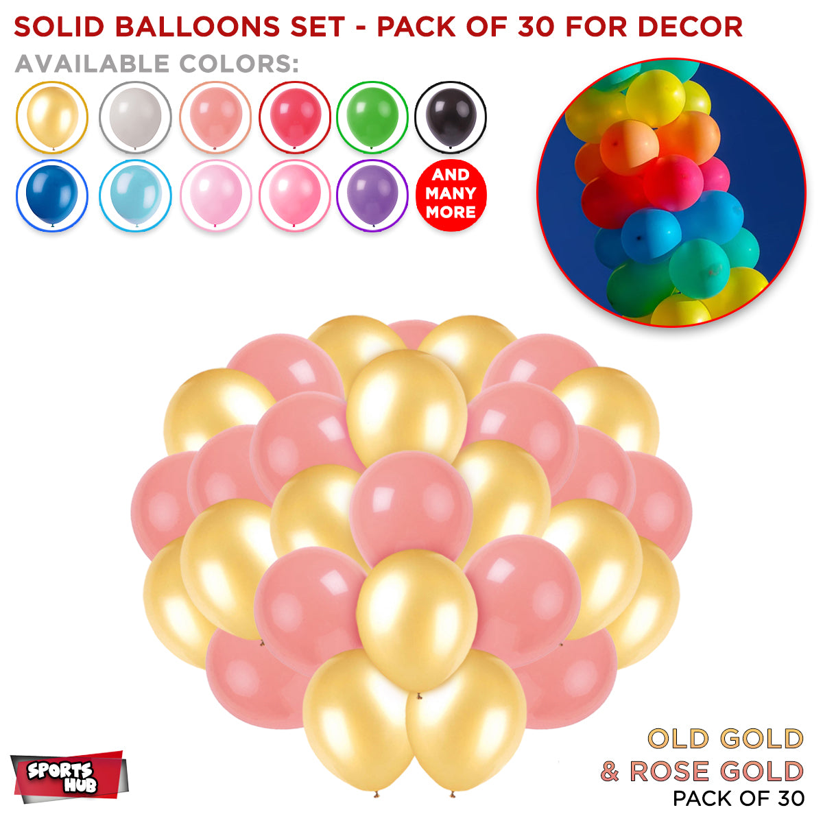 Solid Latex Balloons 30 Pcs