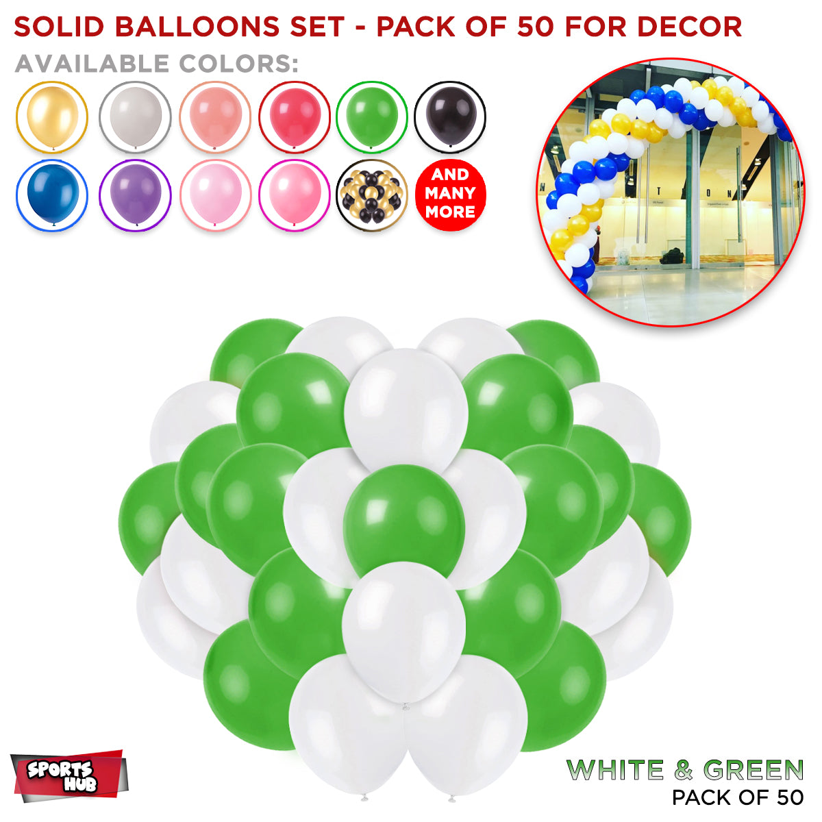 Solid Latex Balloons 50 Pcs
