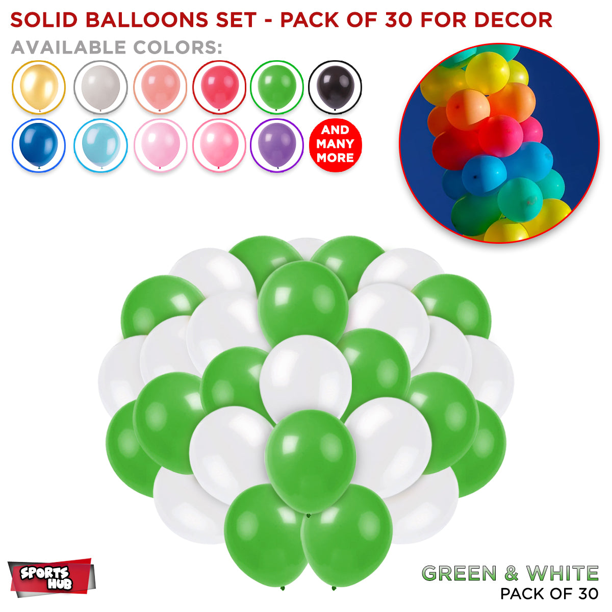 Solid Latex Balloons 30 Pcs