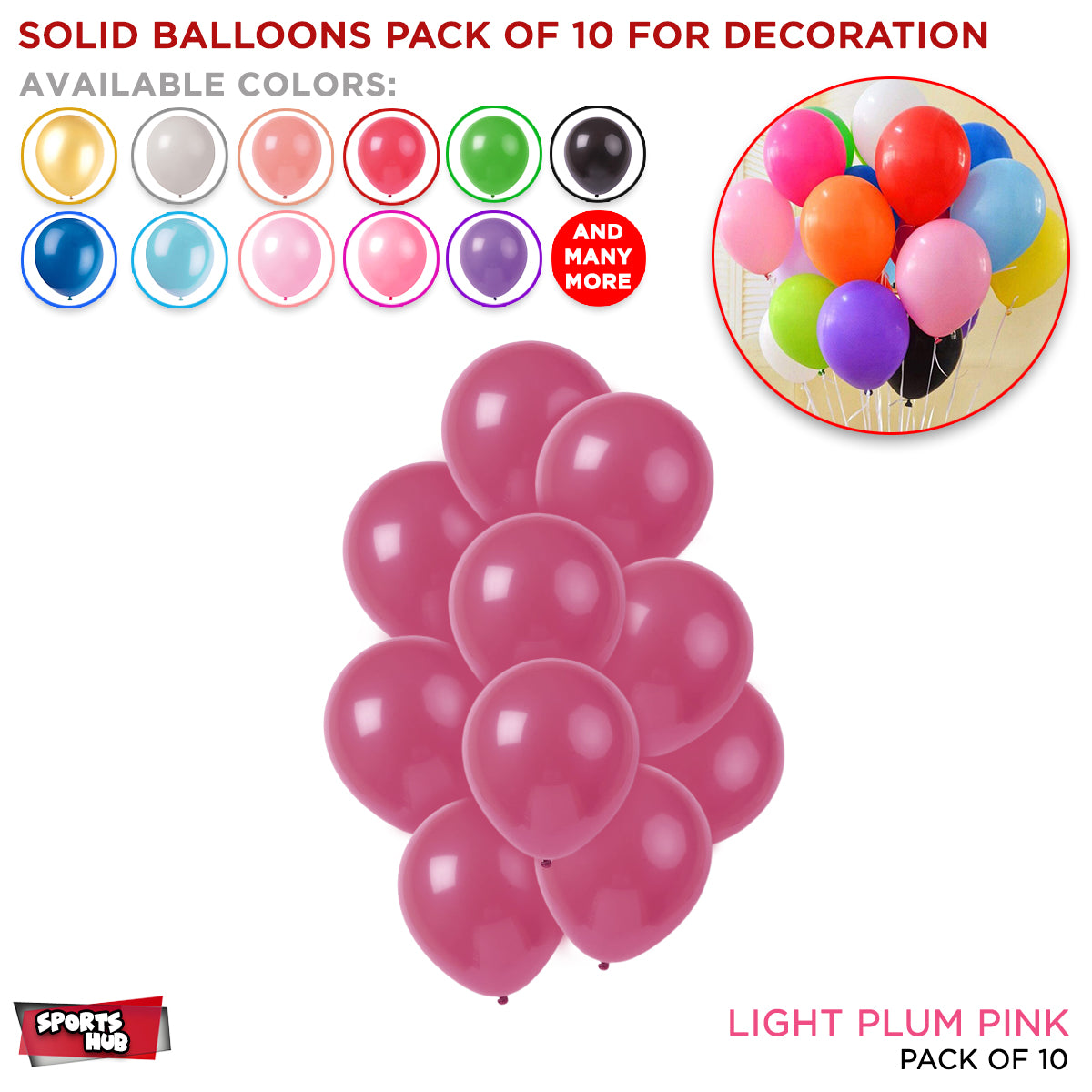 Solid Latex Balloons 10 Pcs