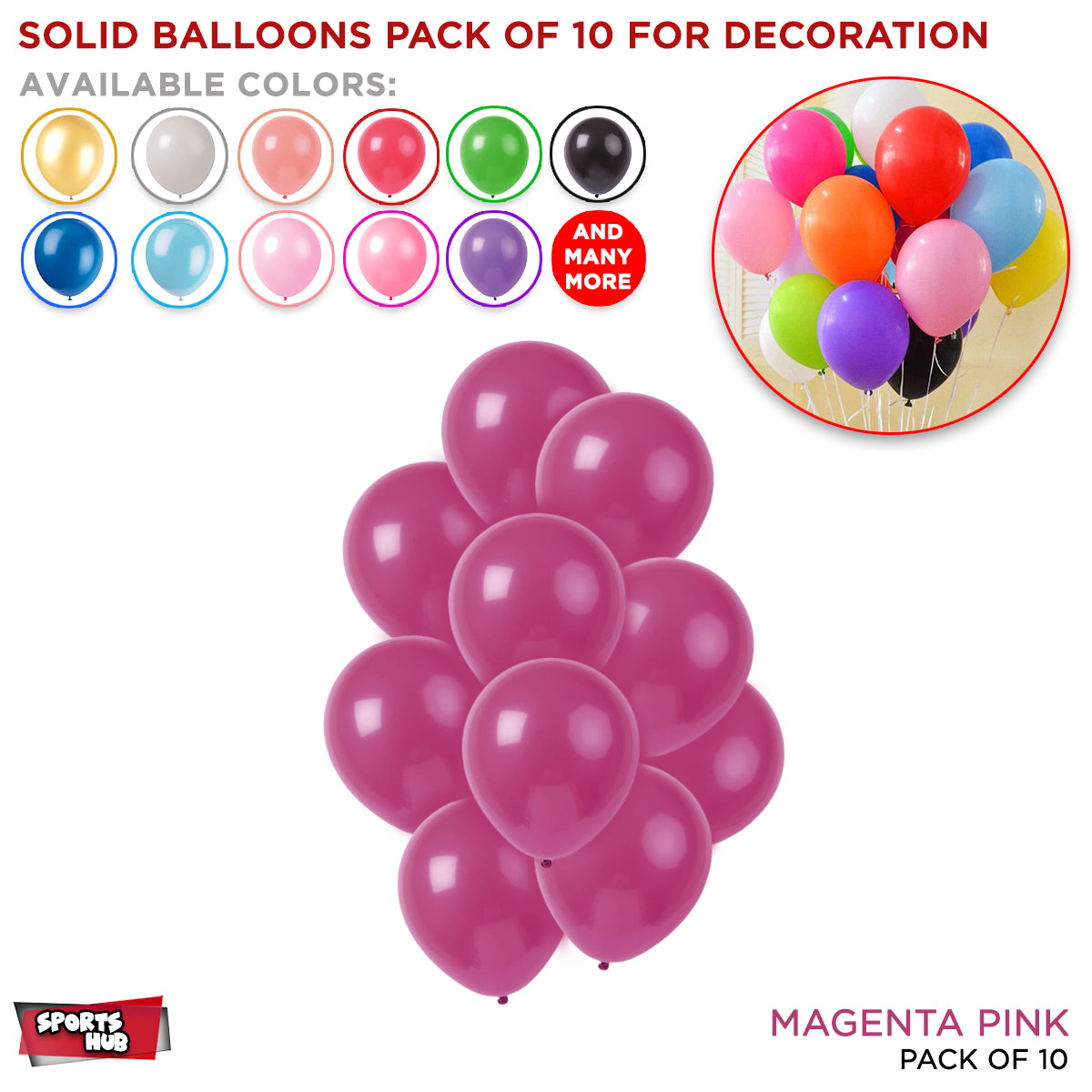 Solid Latex Balloons 10 Pcs