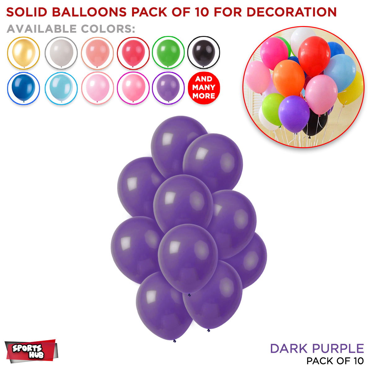 Solid Latex Balloons 10 Pcs