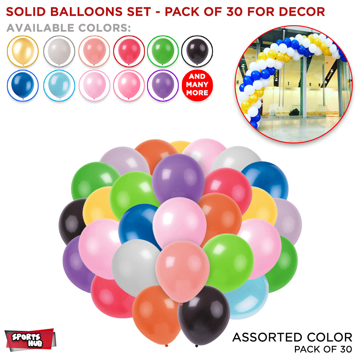 Solid Latex Balloons 30 Pcs
