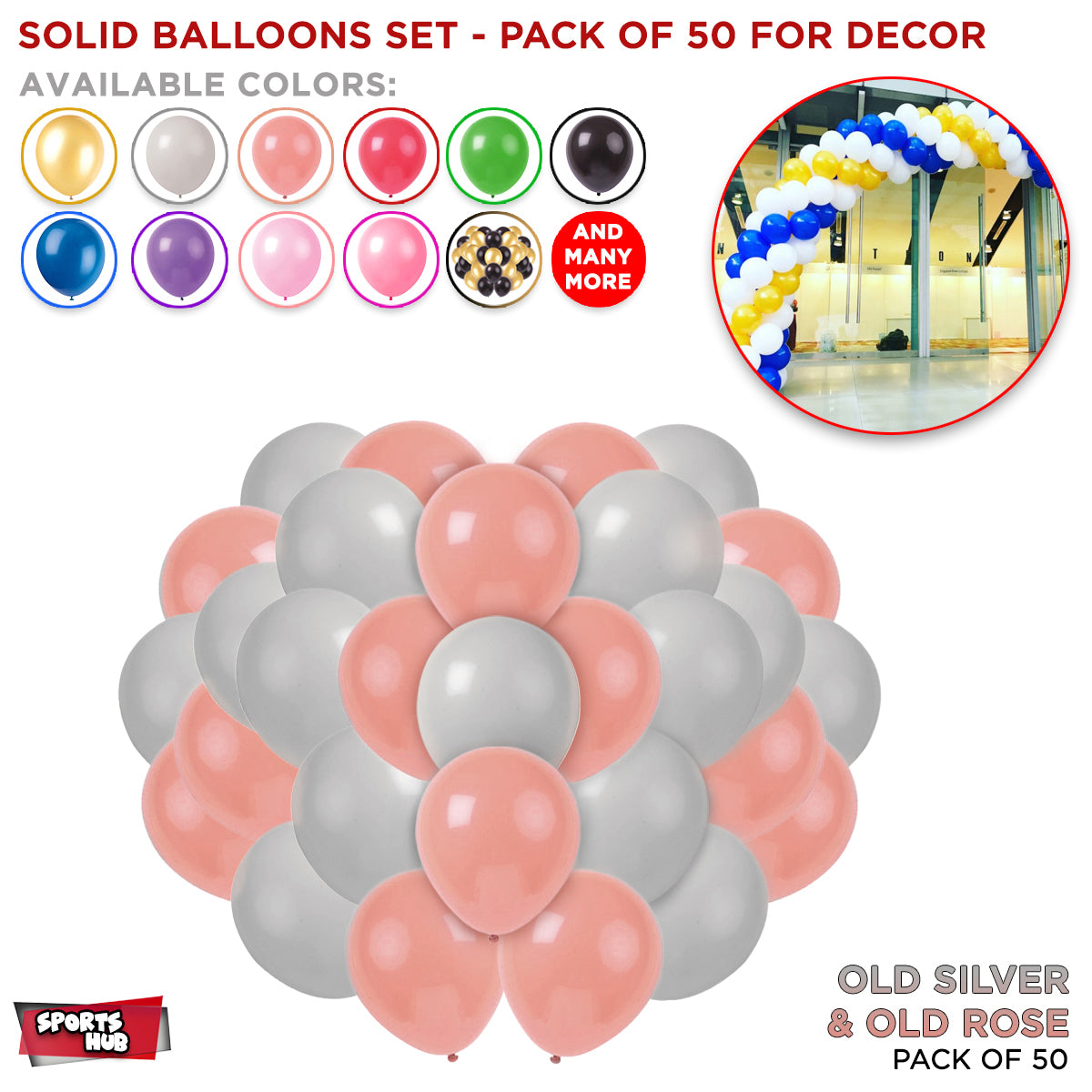 Solid Latex Balloons 50 Pcs