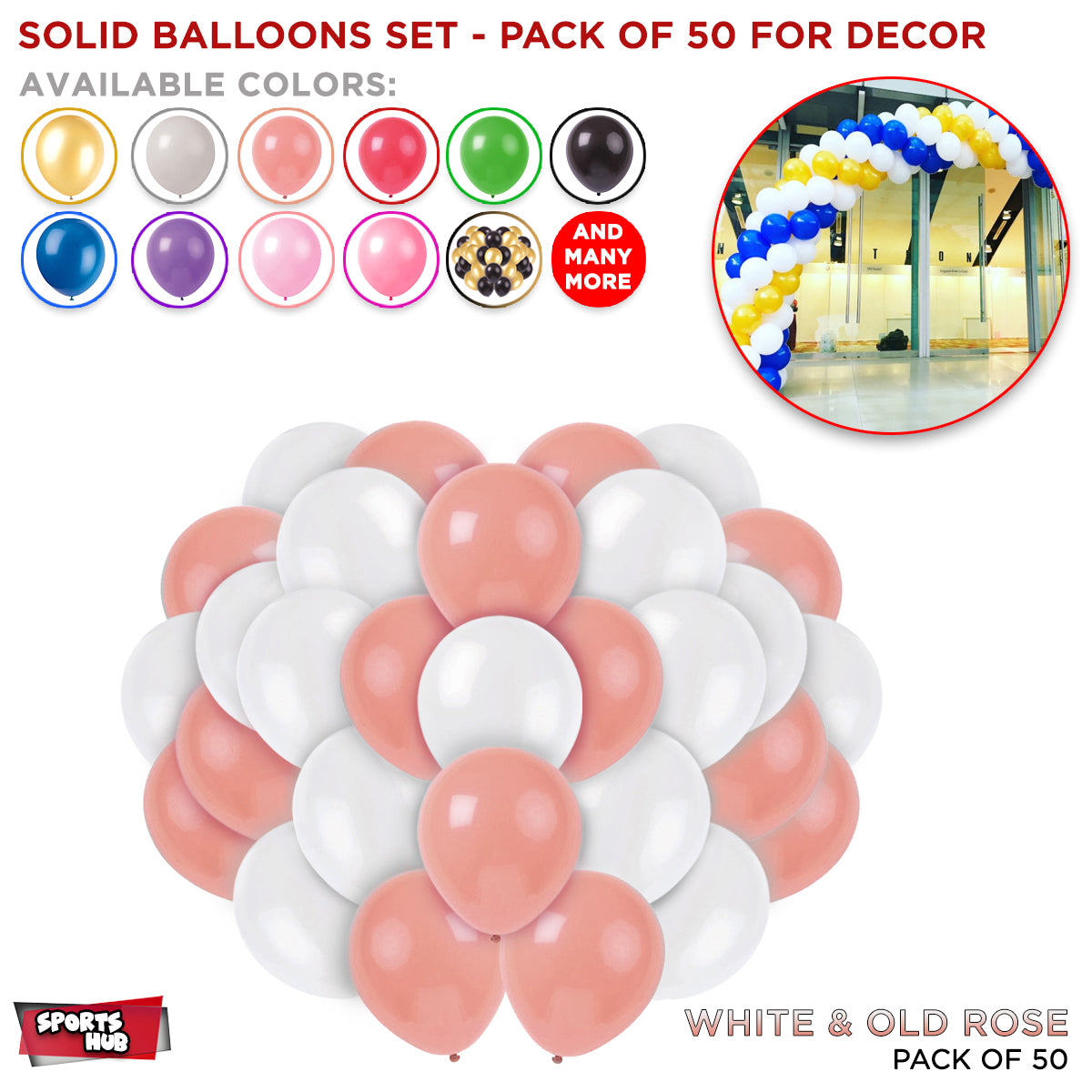 Solid Latex Balloons 50 Pcs