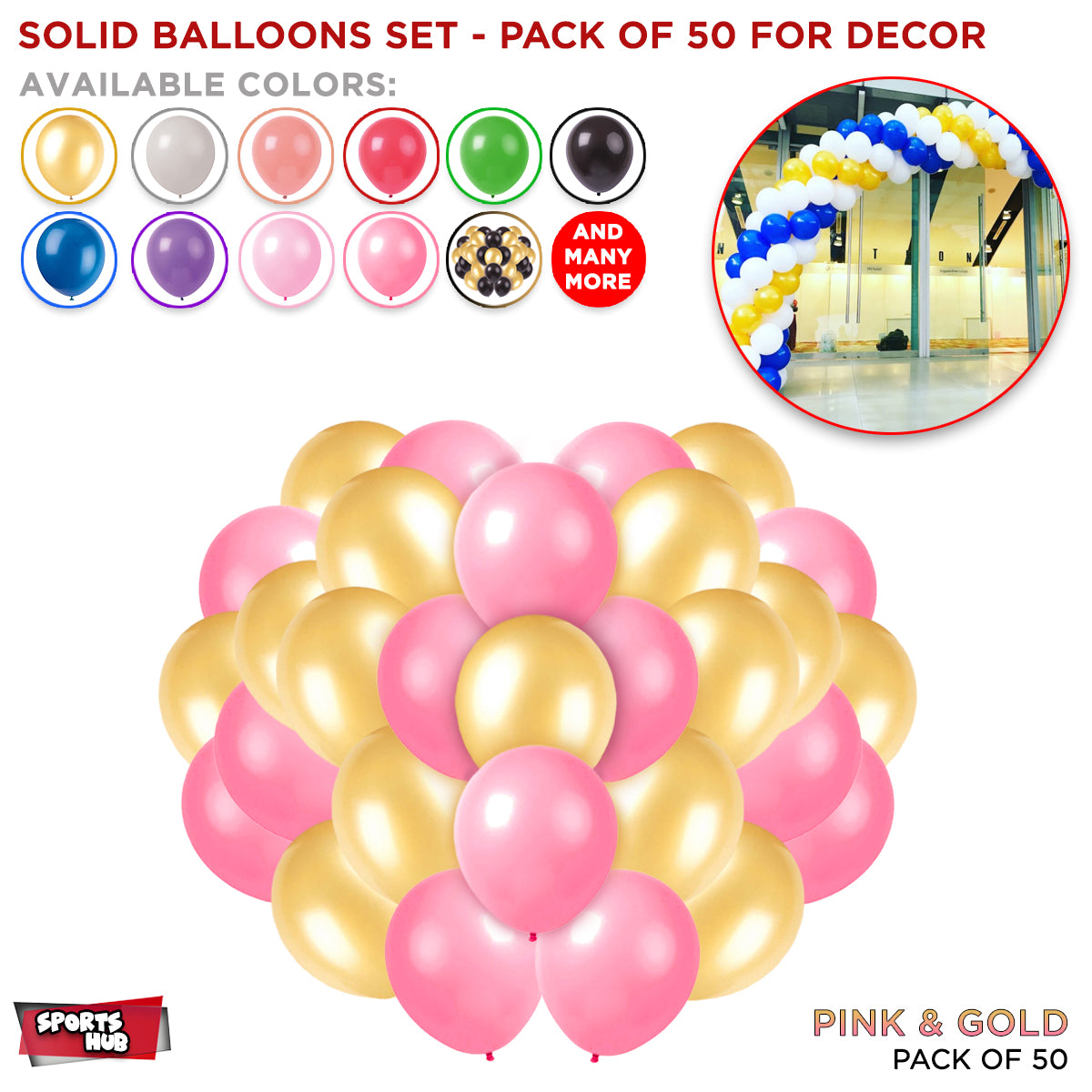 Solid Latex Balloons 50 Pcs