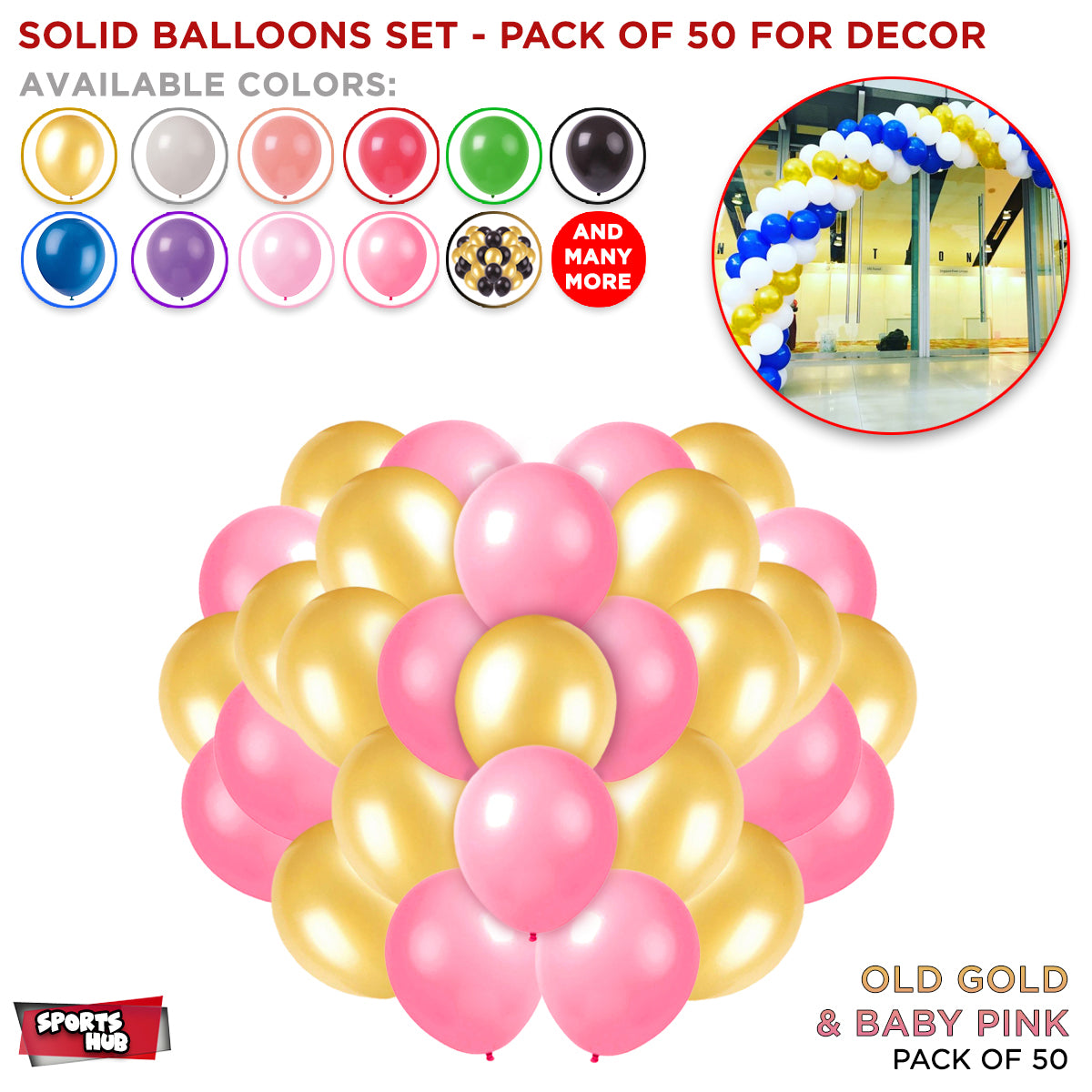 Solid Latex Balloons 50 Pcs