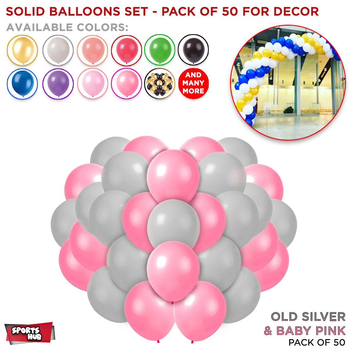 Solid Latex Balloons 50 Pcs