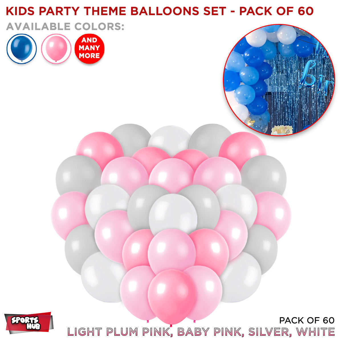 Solid Latex Balloons 60 Pcs