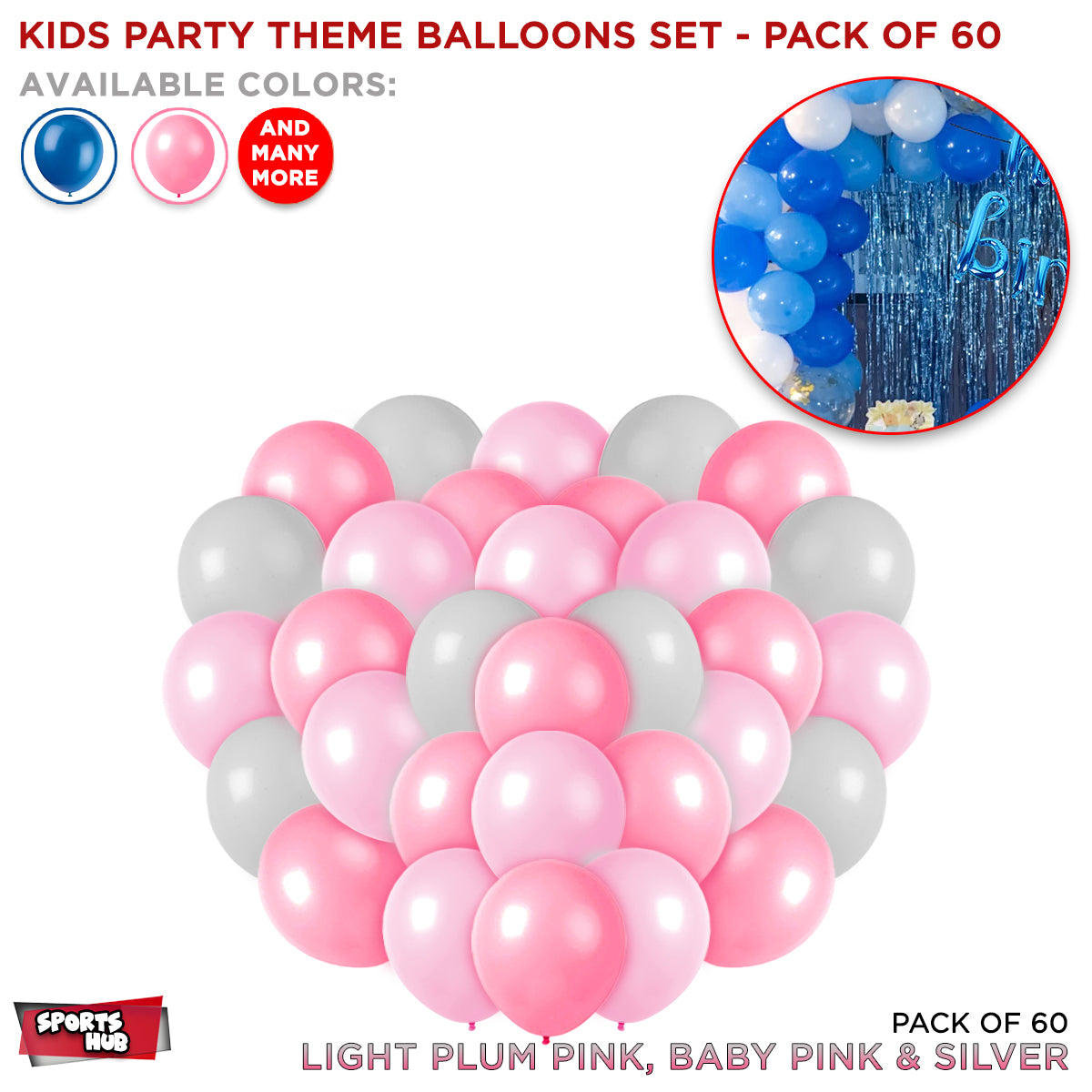 Solid Latex Balloons 60 Pcs