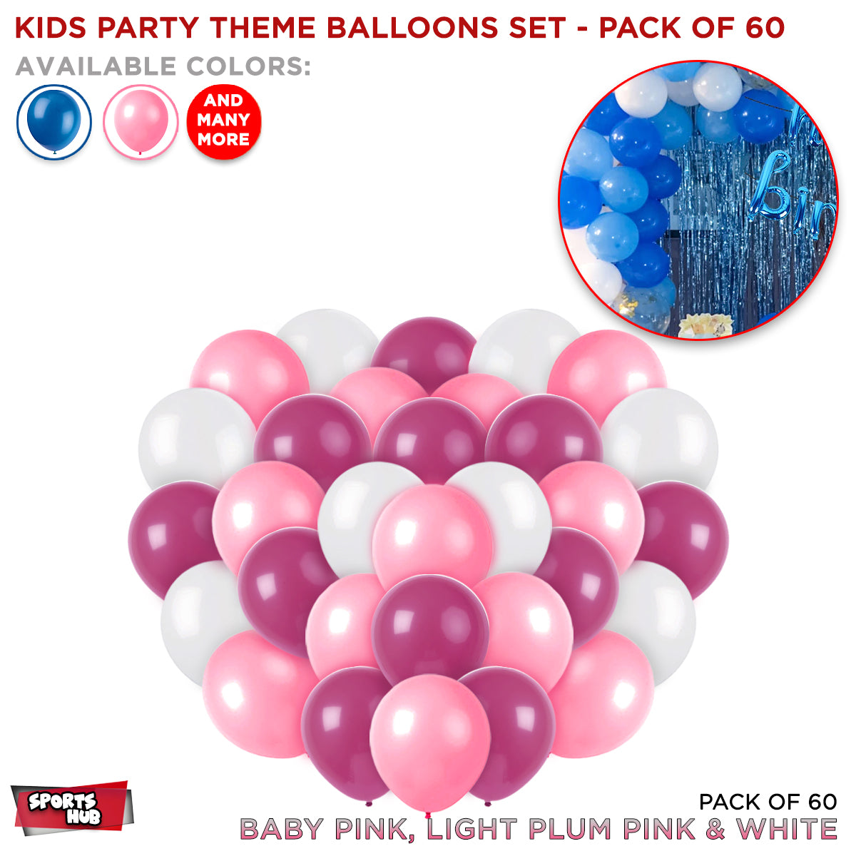 Solid Latex Balloons 60 Pcs