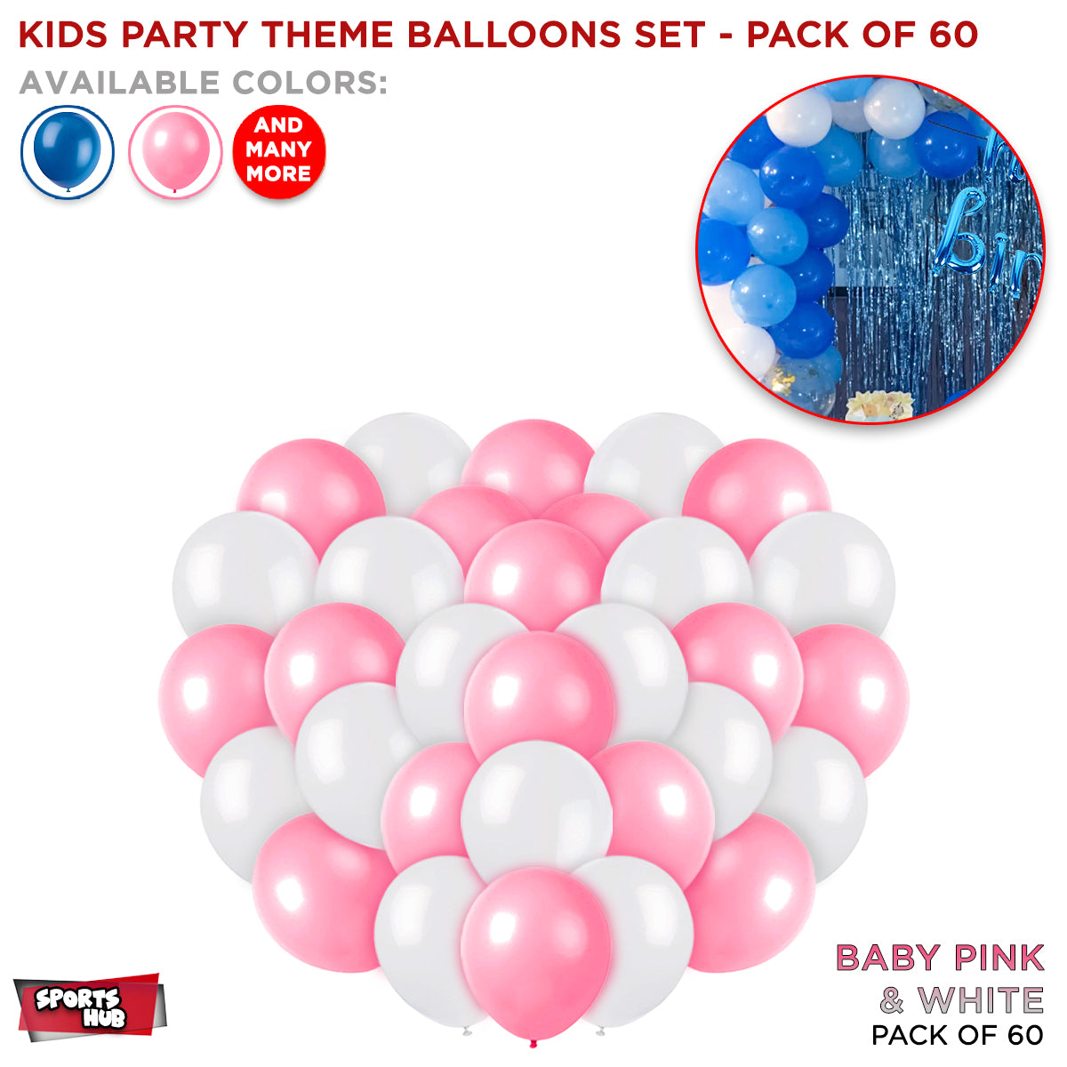 Solid Latex Balloons 60 Pcs
