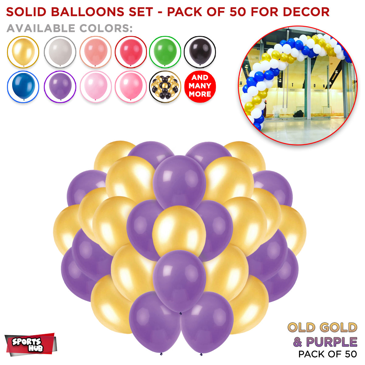 Solid Latex Balloons 50 Pcs
