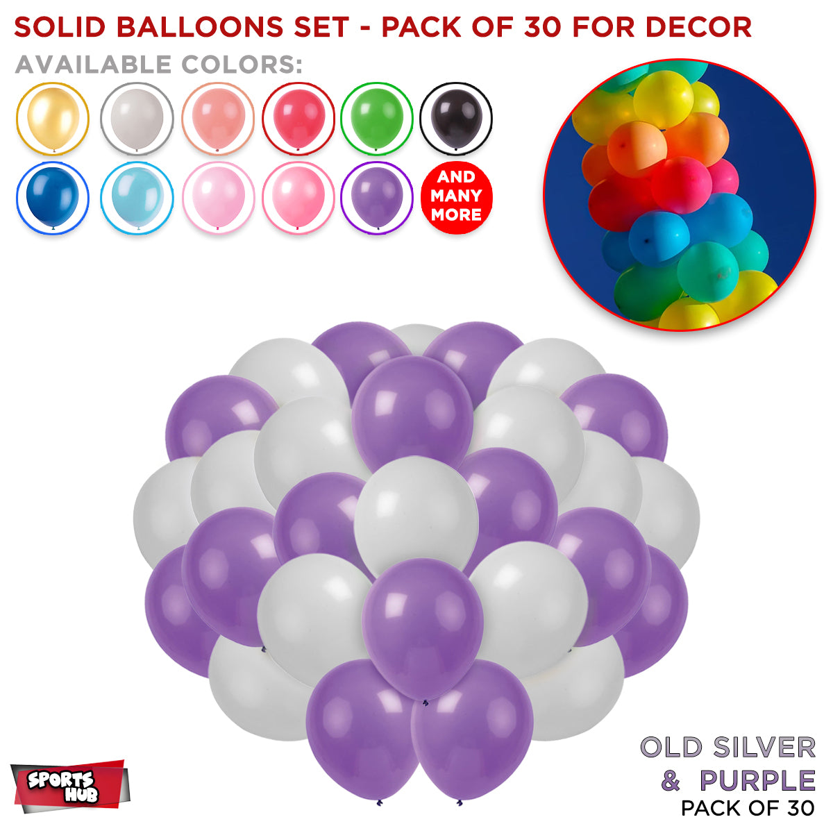 Solid Latex Balloons 30 Pcs