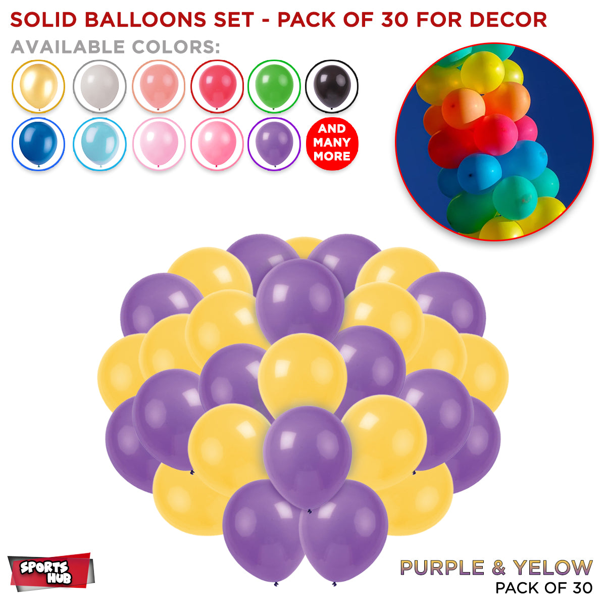 Solid Latex Balloons 30 Pcs