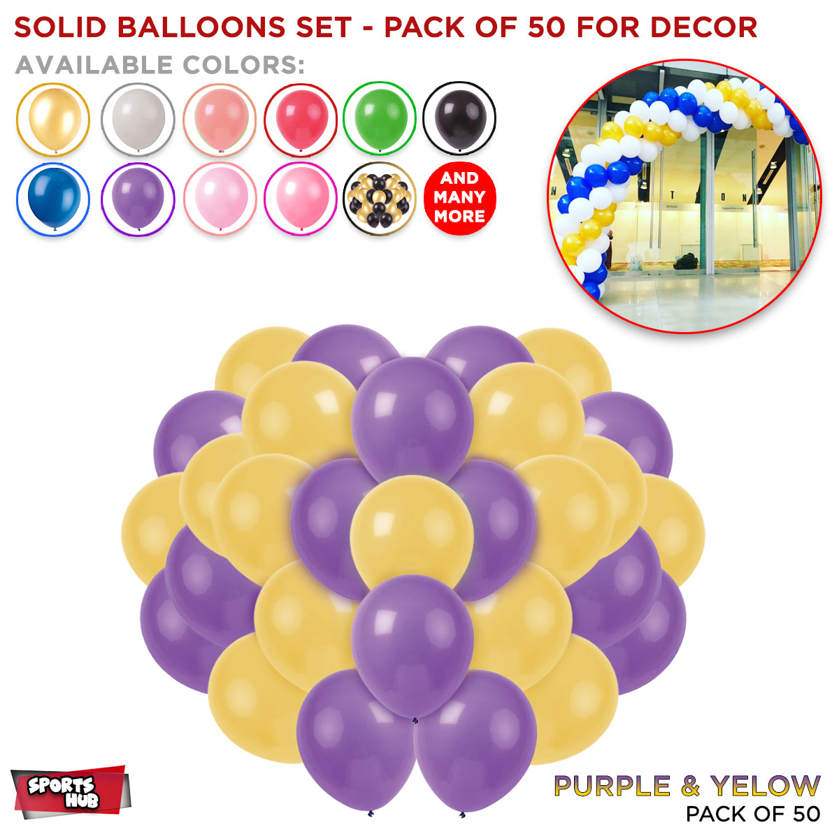Solid Latex Balloons 50 Pcs