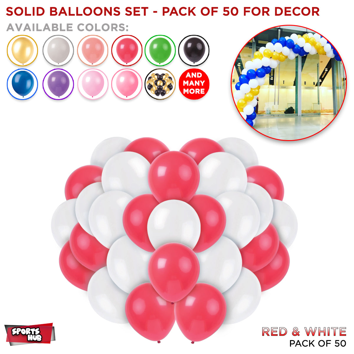 Solid Latex Balloons 50 Pcs