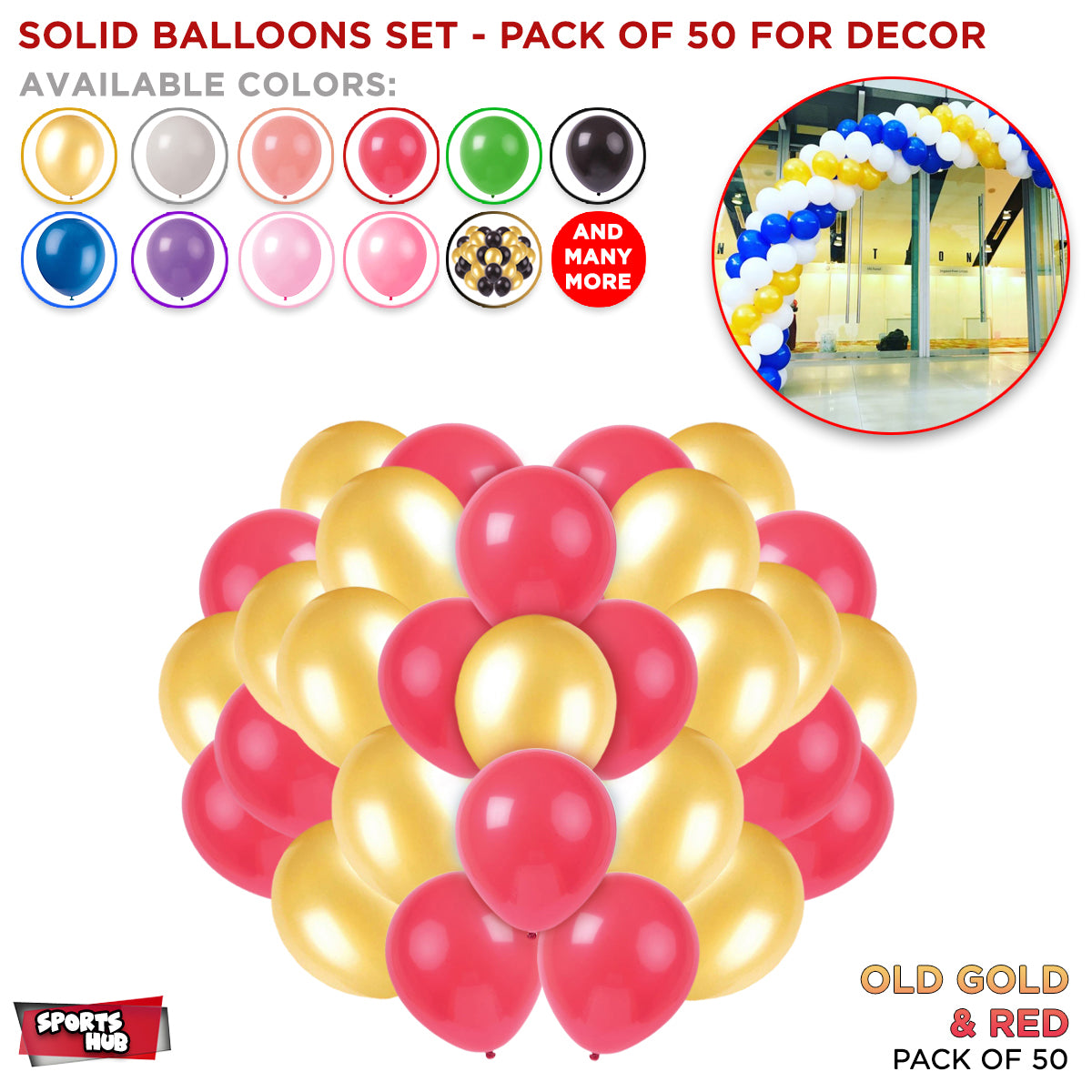 Solid Latex Balloons 50 Pcs