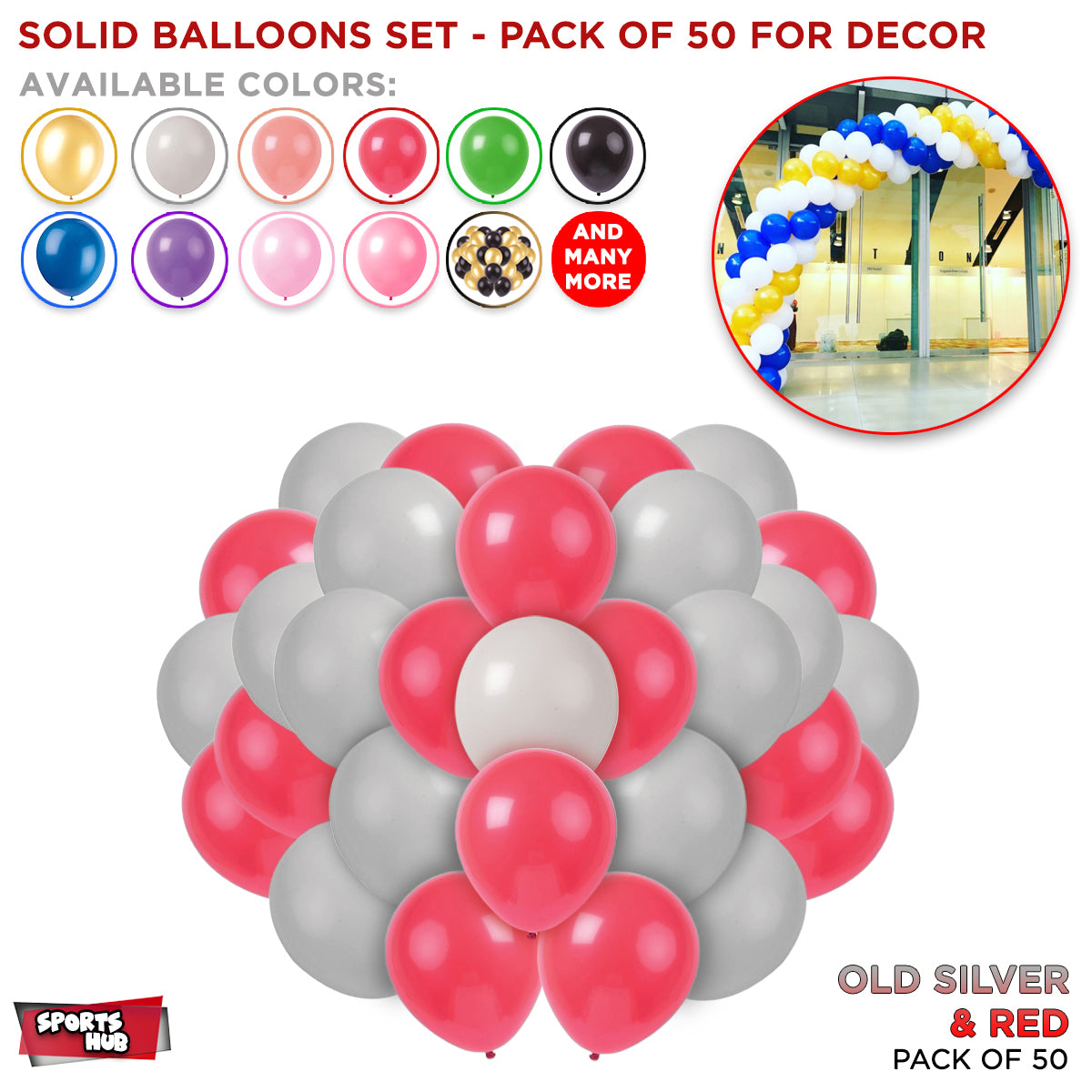 Solid Latex Balloons 50 Pcs