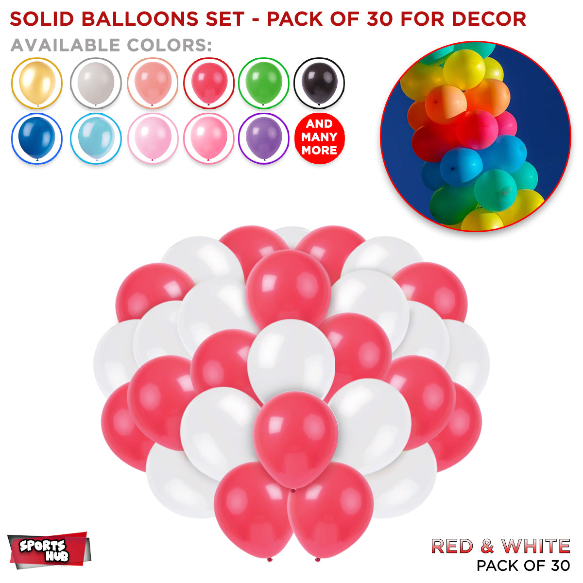 Solid Latex Balloons 30 Pcs