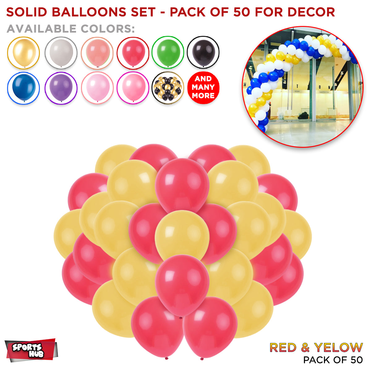 Solid Latex Balloons 50 Pcs