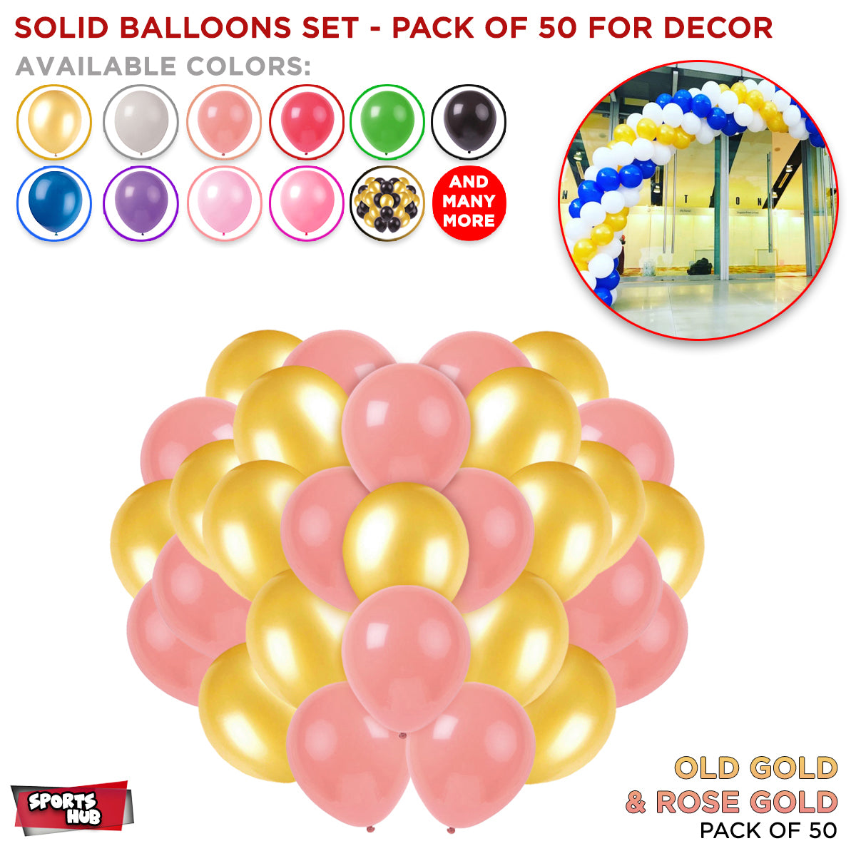 Solid Latex Balloons 50 Pcs