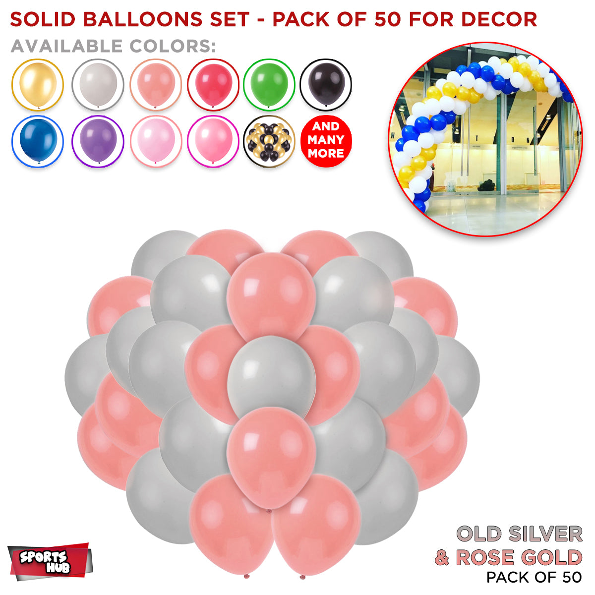 Solid Latex Balloons 50 Pcs