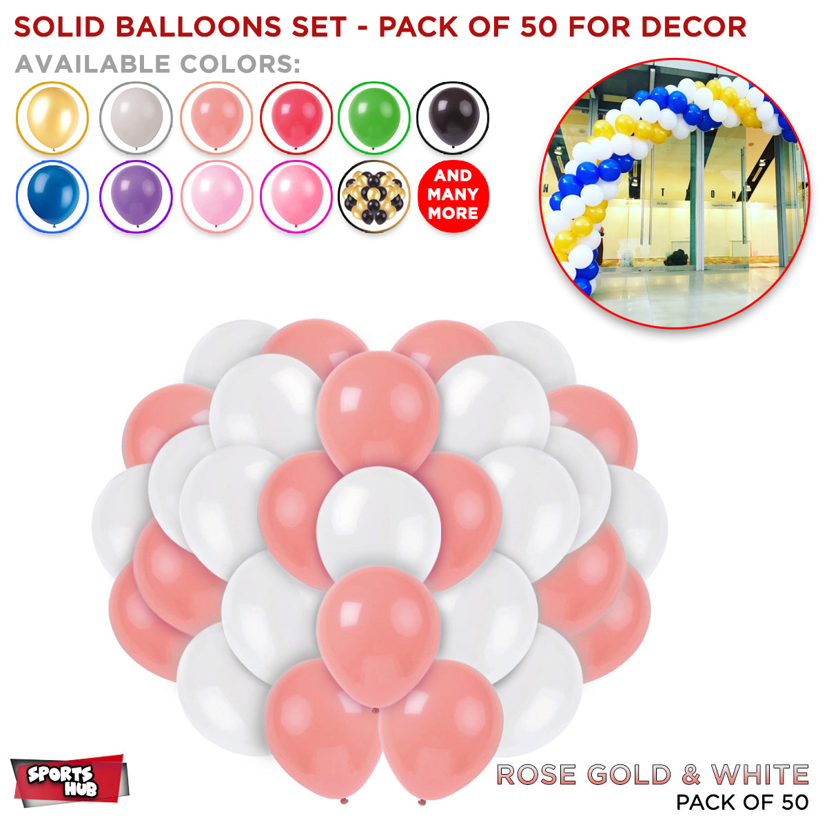 Solid Latex Balloons 50 Pcs