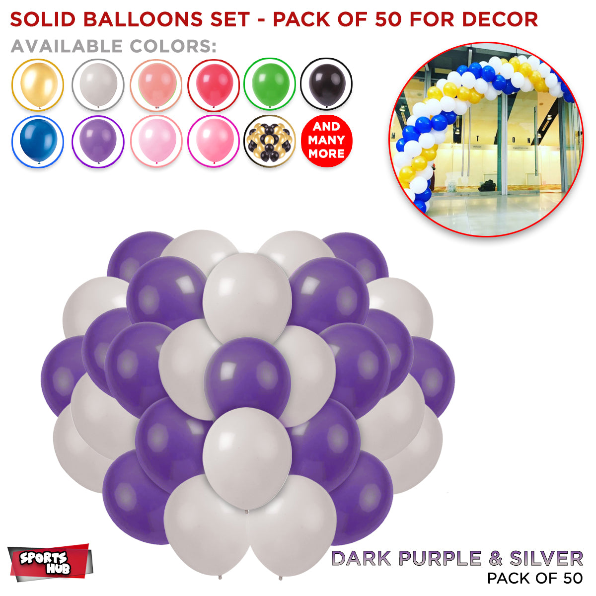 Solid Latex Balloons 50 Pcs