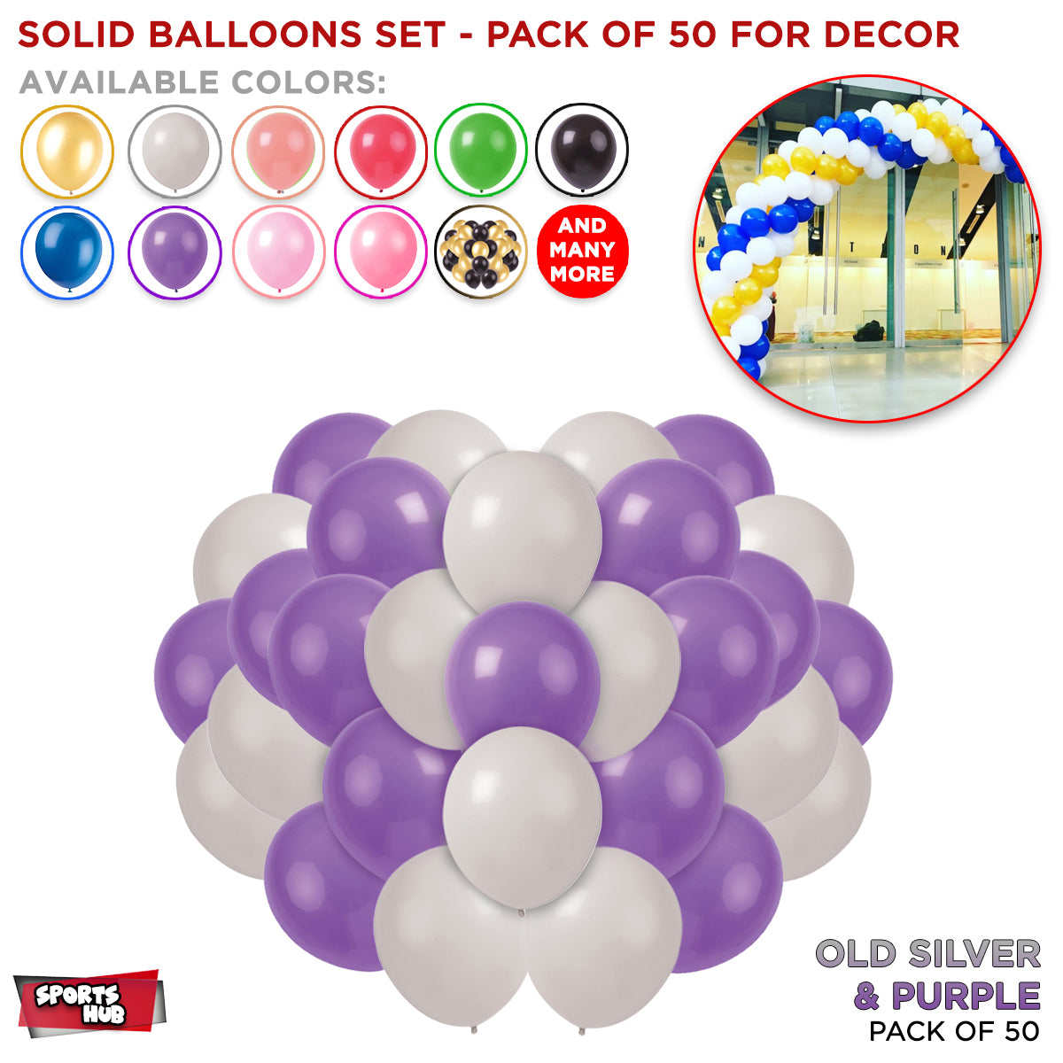 Solid Latex Balloons 50 Pcs