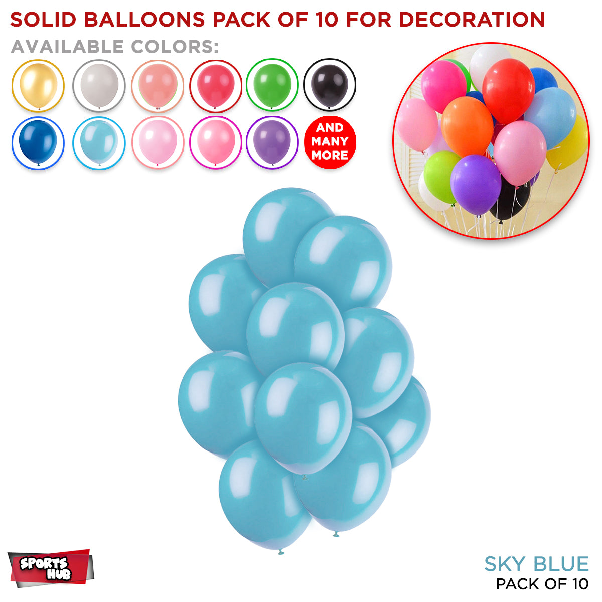 Solid Latex Balloons 10 Pcs