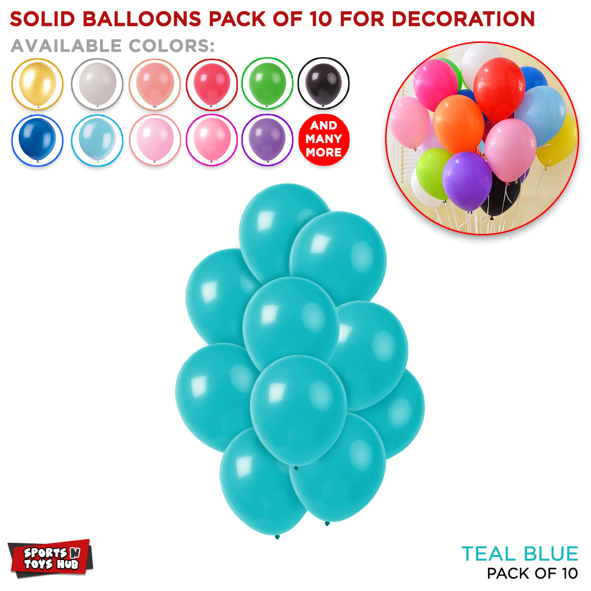 Solid Latex Balloons 10 Pcs